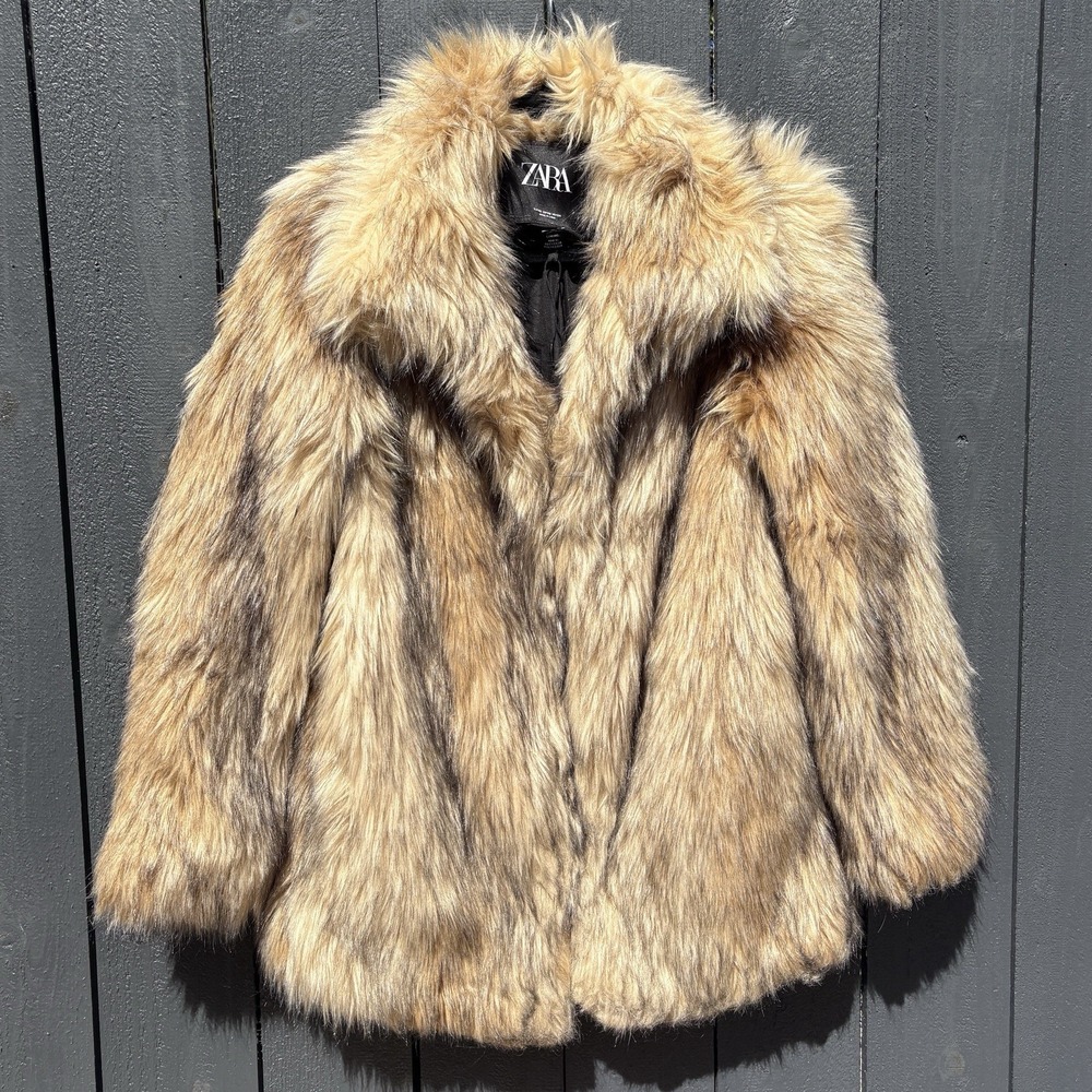 Zara Y2k Faux Fur Coat XS Indie Sleaze Oversize Going Out Holiday Party 1255